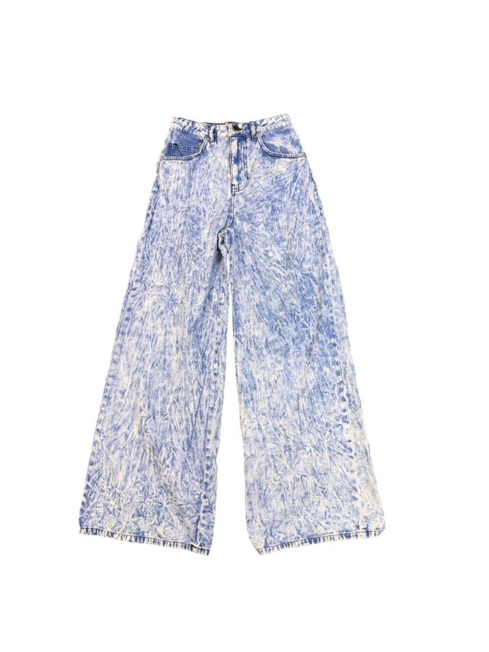 ASOS Womens Acid Wash Wide-Leg Jeans100% Cotton Blue Made In Turkey Size 26/32